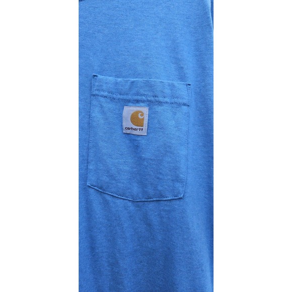 Carhartt Mens T Shirt Large Blue Loose Fit Short Sleeve Crew Neck Tee Pocket - Picture 5 of 9